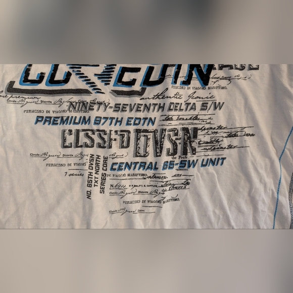 Men's White and Blue Graphic Tee - Picture 4 of 5